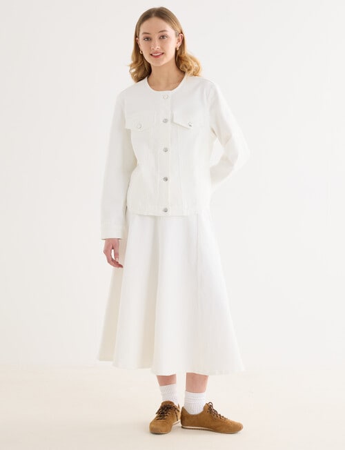 Denim Republic Panelled Midi Skirt, Ecru product photo View 03 L