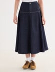 Denim Republic Panelled Midi Skirt, Rinse product photo