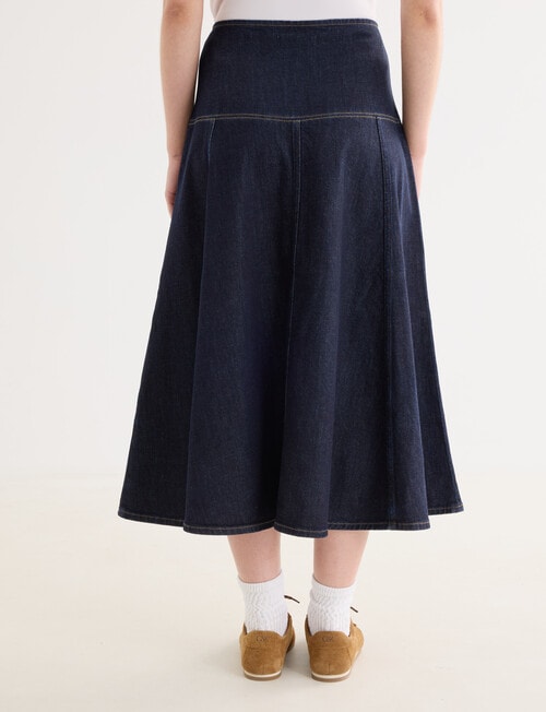 Denim Republic Panelled Midi Skirt, Rinse product photo View 02 L
