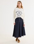 Denim Republic Panelled Midi Skirt, Rinse product photo View 03 S
