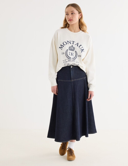 Denim Republic Panelled Midi Skirt, Rinse product photo View 03 L