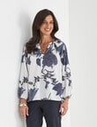 Ella J Metallic Cotton Top, Navy Floral product photo View 04 S