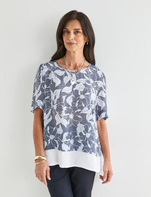 Ella J Layered Top, Blue Floral product photo View 04 L