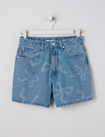 Switch Olivia Bows Aline Denim Short, Mid Blue product photo