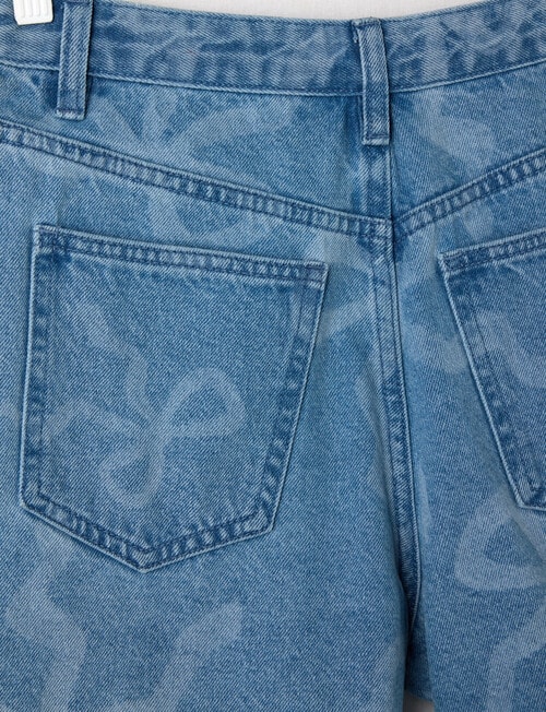 Switch Olivia Bows Aline Denim Short, Mid Blue product photo View 02 L