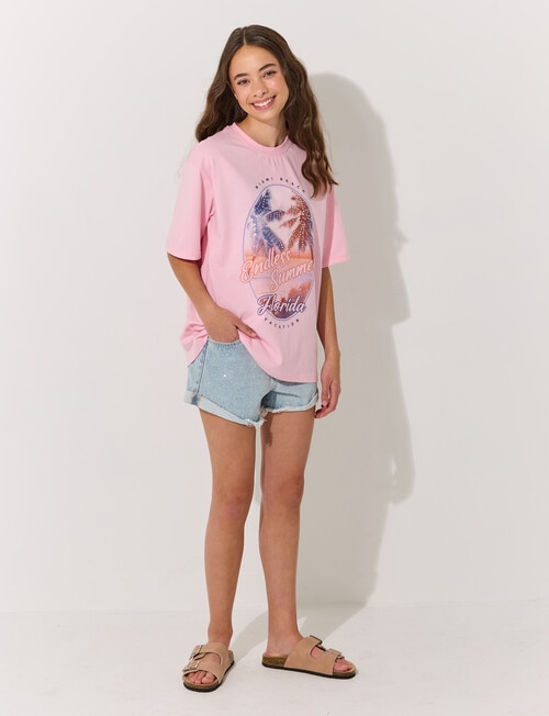 Switch Ava Diamante Turn Up Cuff Denim Short, Light Blue product photo