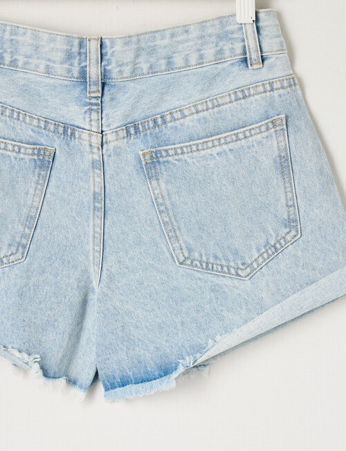 Switch Ava Diamante Turn Up Cuff Denim Short, Light Blue product photo View 02 L