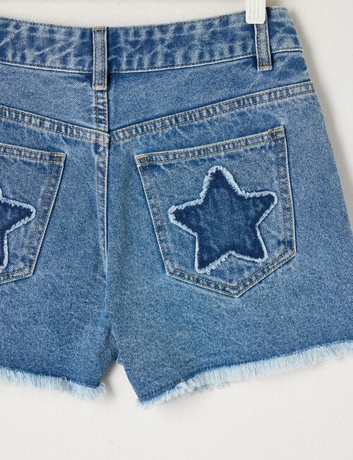 Switch Ava Star Pocket Cut Off Denim Short, Washed Blue product photo View 02 L