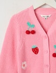 Mac & Ellie Fruit Knit Cardigan, Pink Sugar product photo View 02 S