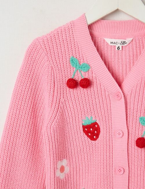 Mac & Ellie Fruit Knit Cardigan, Pink Sugar product photo View 02 L