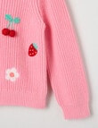 Mac & Ellie Fruit Knit Cardigan, Pink Sugar product photo View 03 S