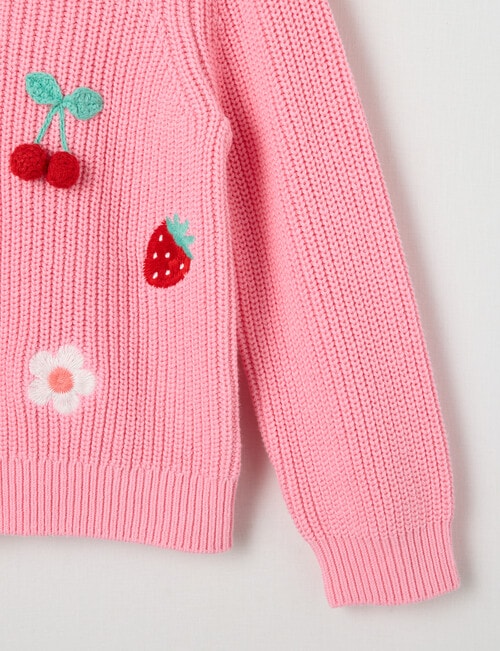 Mac & Ellie Fruit Knit Cardigan, Pink Sugar product photo View 03 L