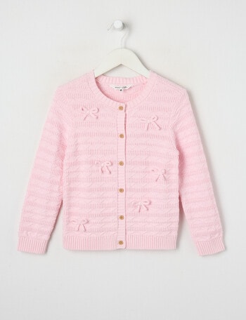 Mac & Ellie Bows Knit Cardigan, Light Pink product photo
