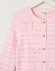Mac & Ellie Bows Knit Cardigan, Light Pink product photo View 02 S