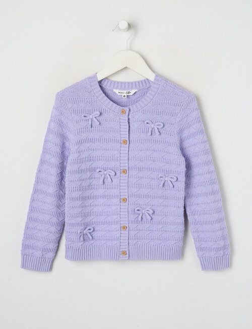 Mac & Ellie Bows Knit Cardigan, Lilac product photo