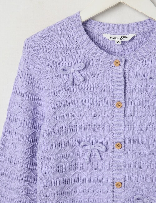 Mac & Ellie Bows Knit Cardigan, Lilac product photo View 02 L
