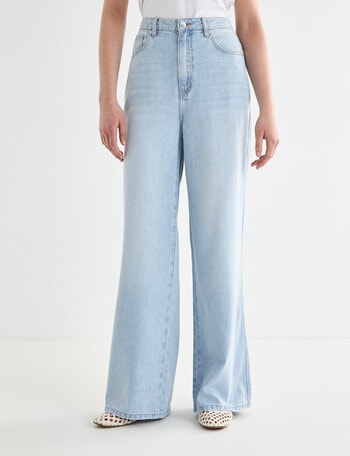 Denim Republic Soft Wide Leg Jeans, Light Blue Wash product photo