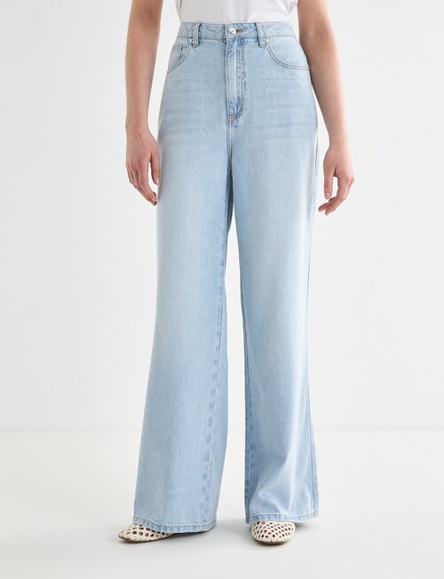 Denim Republic Soft Wide Leg Jeans, Light Blue Wash product photo