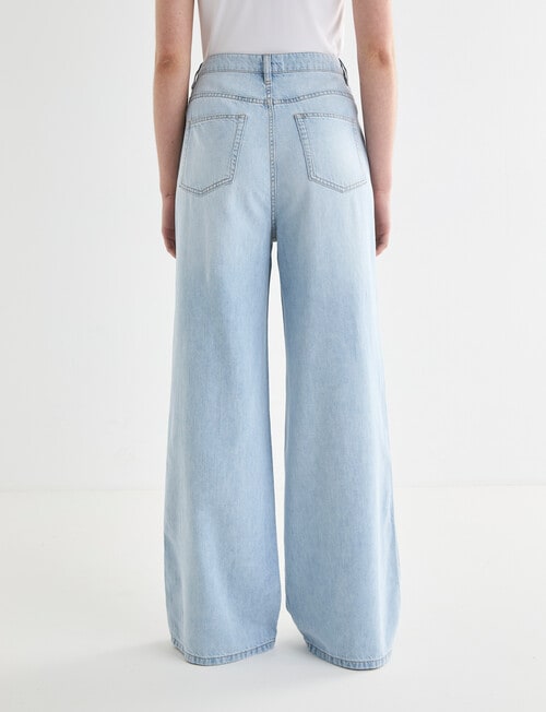 Denim Republic Soft Wide Leg Jeans, Light Blue Wash product photo View 02 L