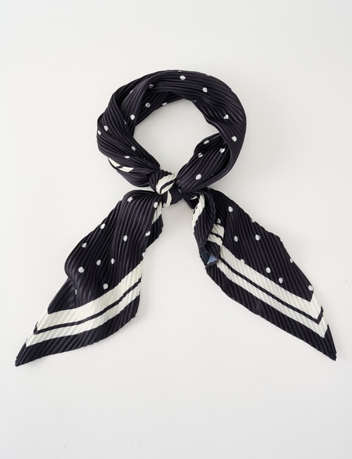 Boston + Bailey Crinkled Scarf, 65 x 65cm, Black Polka Dot product photo