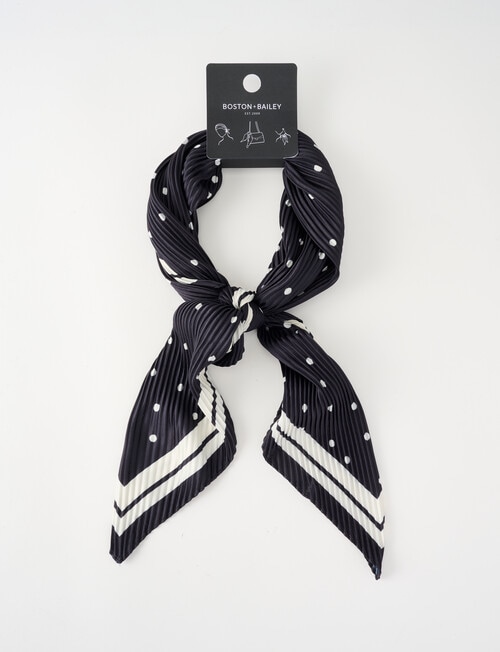 Boston + Bailey Crinkled Scarf, 65 x 65cm, Black Polka Dot product photo View 02 L