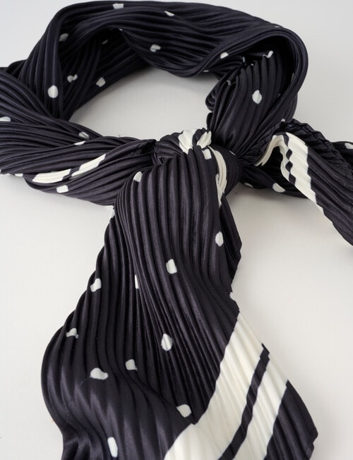 Boston + Bailey Crinkled Scarf, 65 x 65cm, Black Polka Dot product photo View 03 L