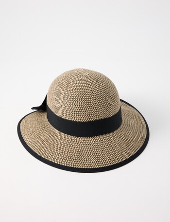 Boston + Bailey Bow Cloche Hat, Natural & Black product photo