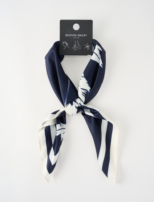 Boston + Bailey Square Scarf, 70 x 70cm, Navy & Cream Floral product photo View 02 L