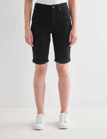 Denim Republic Knee Short, Black product photo