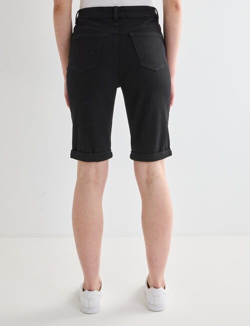 Denim Republic Knee Short, Black product photo View 02 L