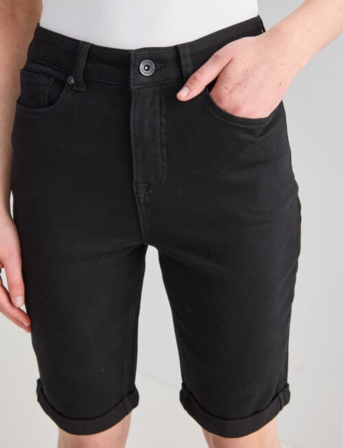 Denim Republic Knee Short, Black product photo View 04 L