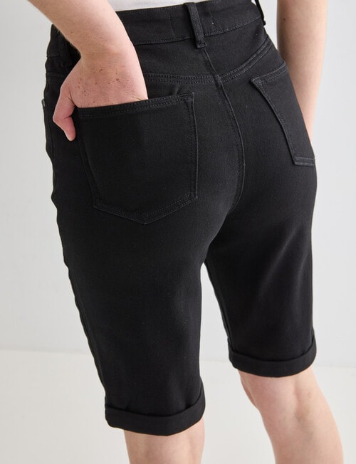 Denim Republic Knee Short, Black product photo View 05 L