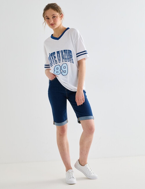 Denim Republic Knee Short, Dark Wash product photo View 03 L