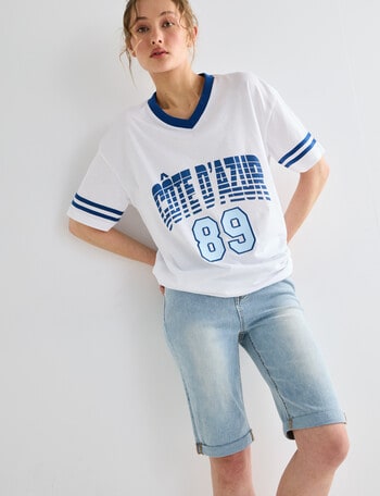 Denim Republic Knee Short, Light Wash product photo