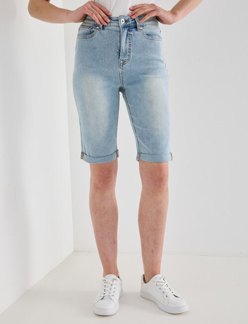 Denim Republic Knee Short, Light Wash product photo View 06 L