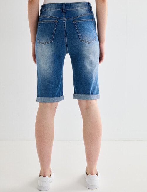 Denim Republic Knee Short, Blue Wash product photo View 02 L