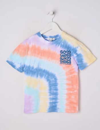 Mac & Ellie Good Vibes Tie Dye Short Sleeve Tee, Rainbow product photo