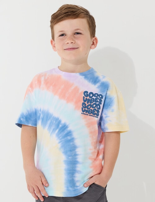 Mac & Ellie Good Vibes Tie Dye Short Sleeve Tee, Rainbow product photo