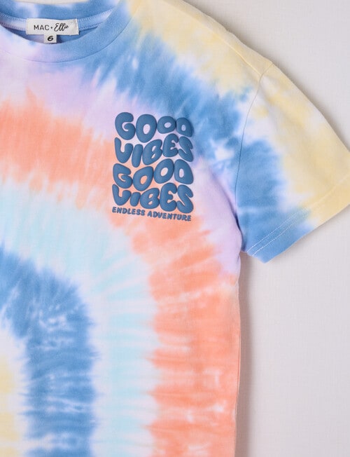 Mac & Ellie Good Vibes Tie Dye Short Sleeve Tee, Rainbow product photo View 02 L
