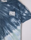 Mac & Ellie Good Vibes Tie Dye Short Sleeve Tee, Teal product photo View 02 S