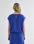 Zest Linen Blend Draw Hem Top, Cobalt product photo View 02 S