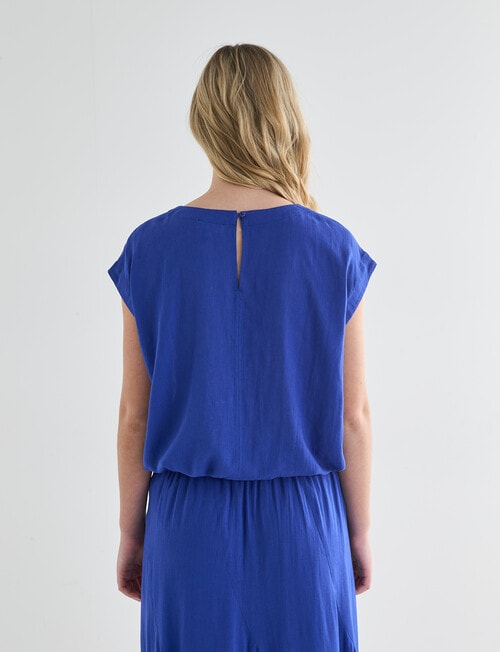 Zest Linen Blend Draw Hem Top, Cobalt product photo View 02 L