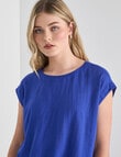 Zest Linen Blend Draw Hem Top, Cobalt product photo View 04 S