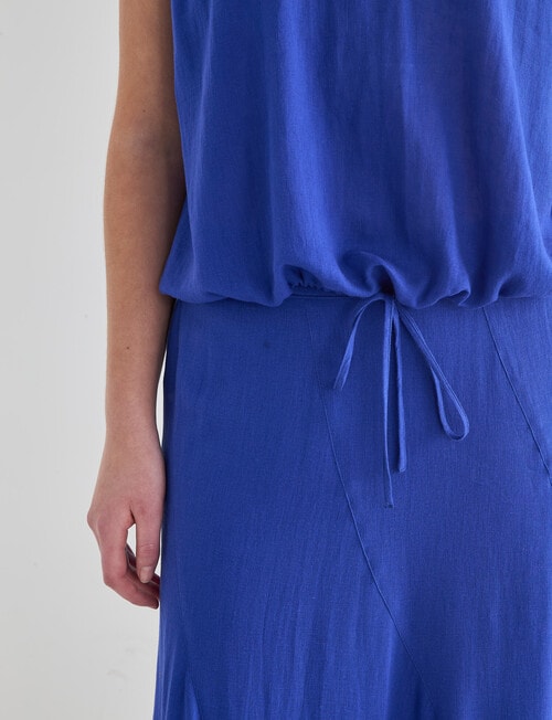 Zest Linen Blend Draw Hem Top, Cobalt product photo View 05 L