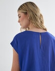 Zest Linen Blend Draw Hem Top, Cobalt product photo View 06 S