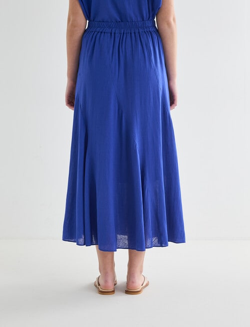 Zest Linen Blend Swirl Maxi Skirt, Cobalt product photo View 02 L