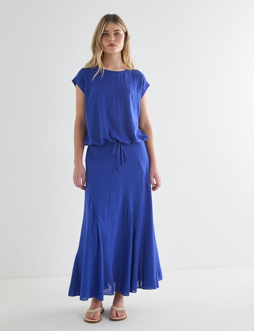 Zest Linen Blend Swirl Maxi Skirt, Cobalt product photo View 03 L