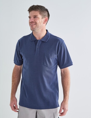 Chisel Tipped Polo Shirt, Denim product photo