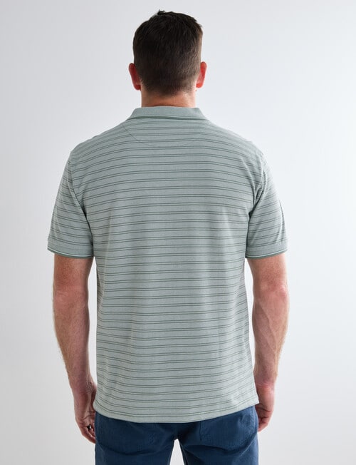 Chisel 2-Colour Stripe Short Sleeve Pique Polo Shirt, Sage product photo View 02 L