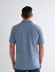 Chisel 2-Colour Stripe Short Sleeve Pique Polo Shirt, Denim product photo View 02 S